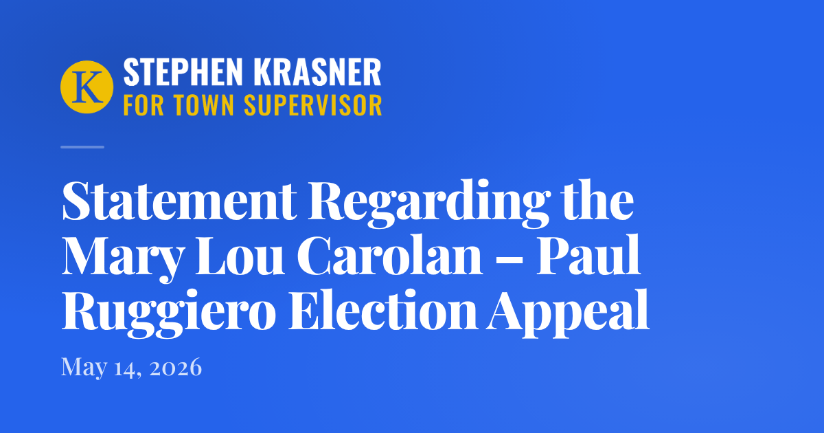 Mary Ruggiero Statement Regarding the Mary Lou Carolan – Paul Ruggiero Election ...